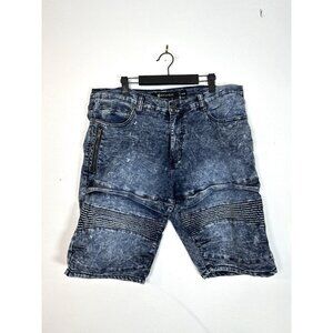 Rocawear Shorts Mens 36 Acid‎ Wash Zipper Stretch Bermuda Denim Medium Blue 343